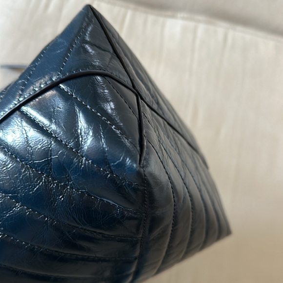 Tory Burch Drawstring Bucket Bag Blue Leather - Picture 14 of 14